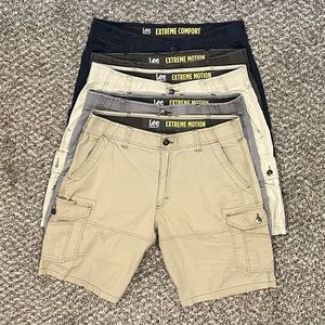 5 pairs Lee Extreme Motion and Comfort cargo shorts 34